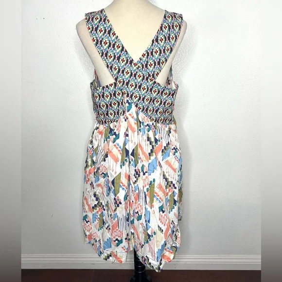 ANTHROPOLOGIE Maeve Textured Swing Mini Dress Criss Cross Back Size XL - Picture 7 of 14